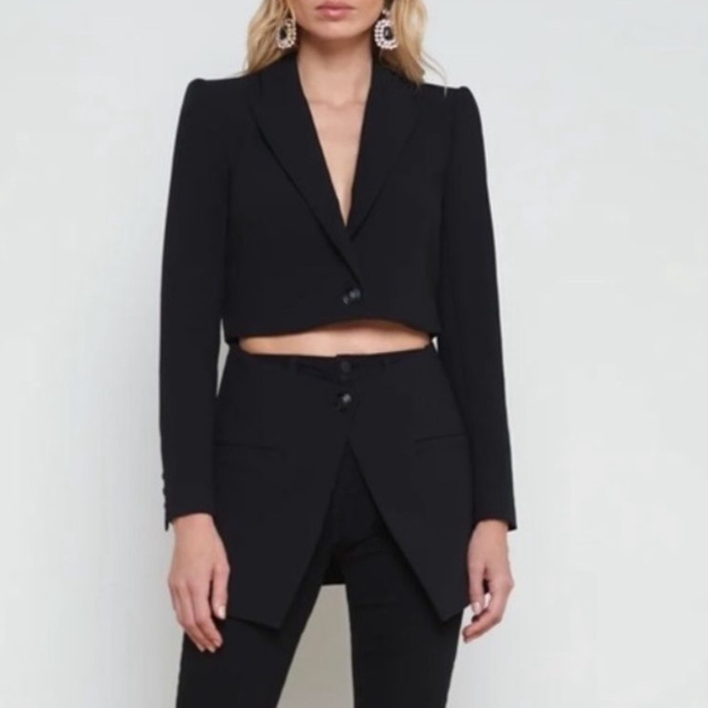 New L’Agence Cora Detachable Bottom Blazer Jacket Black Sz 0